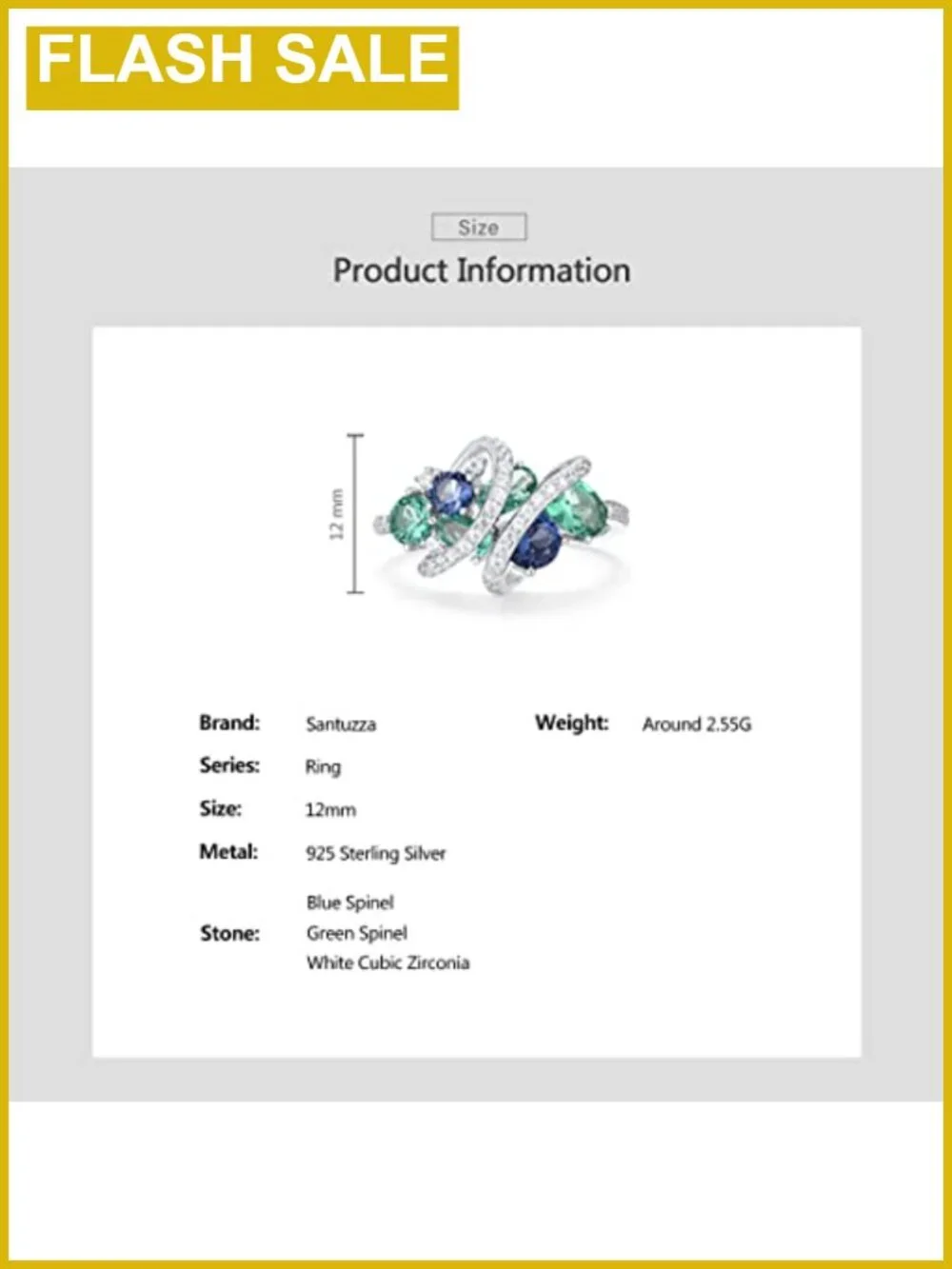 925 Sterling Silver Twist Ring White Cubic Zirconia Statement Ring